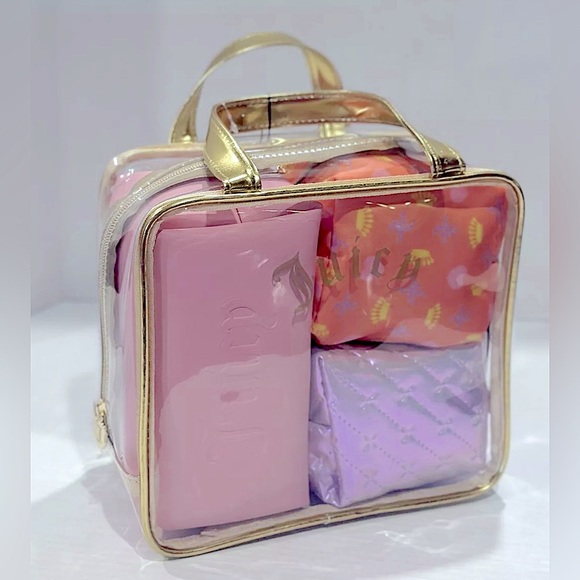 Juicy Couture 4 Piece Nested Cosmetic Storage Bag Set w/ travel Toiletry Bottle - Picture 6 of 6